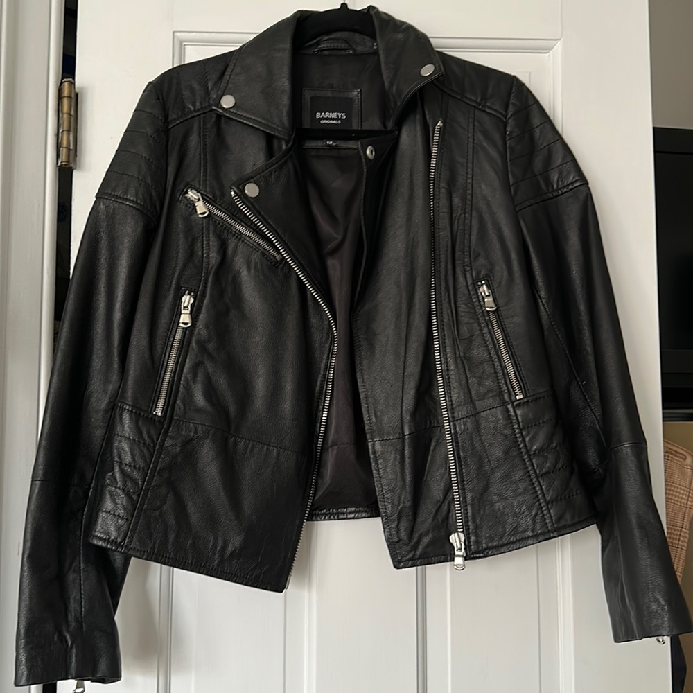 Barney’s Originals black leather jacket